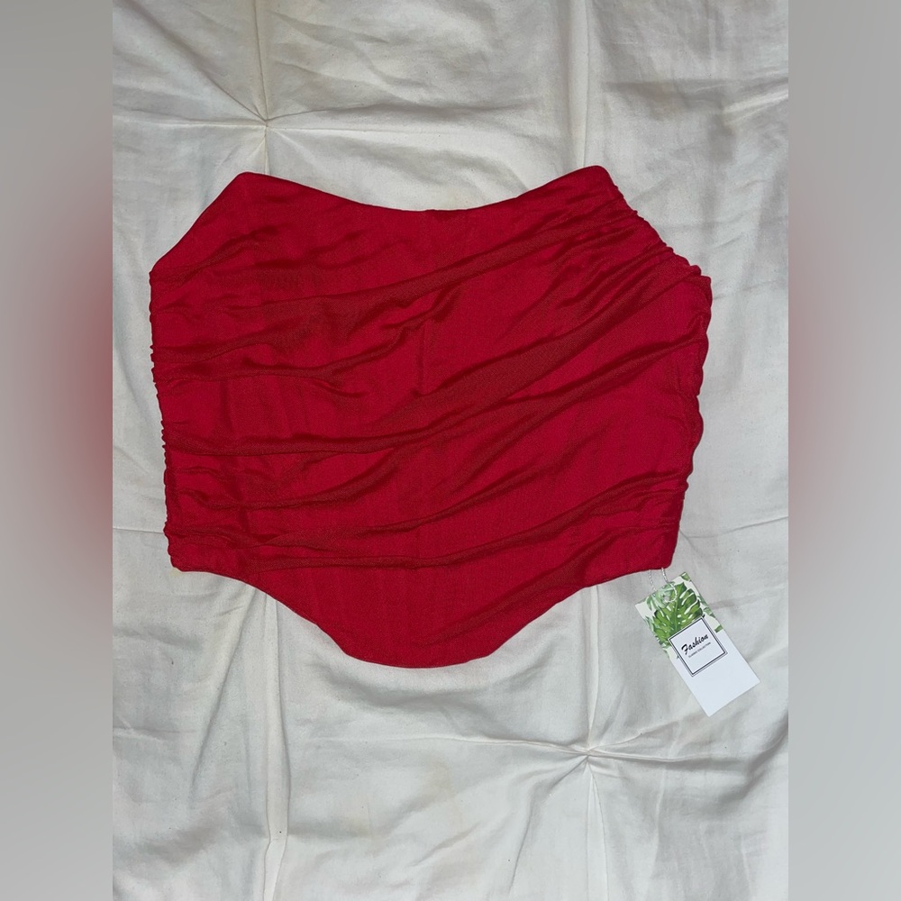 Fashion Nova - Red Corset Shirt - Size Large - Never worn + Tags still on